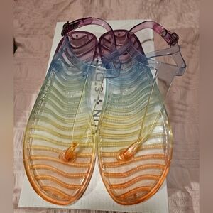Sun Stone Pride Rainbow Jelly Sandals Size 7
